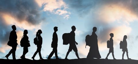Refugees walking 
