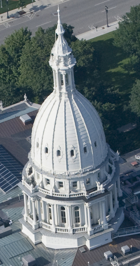 Michigan State Capitol building from overhead